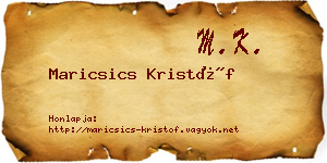 Maricsics Kristóf névjegykártya